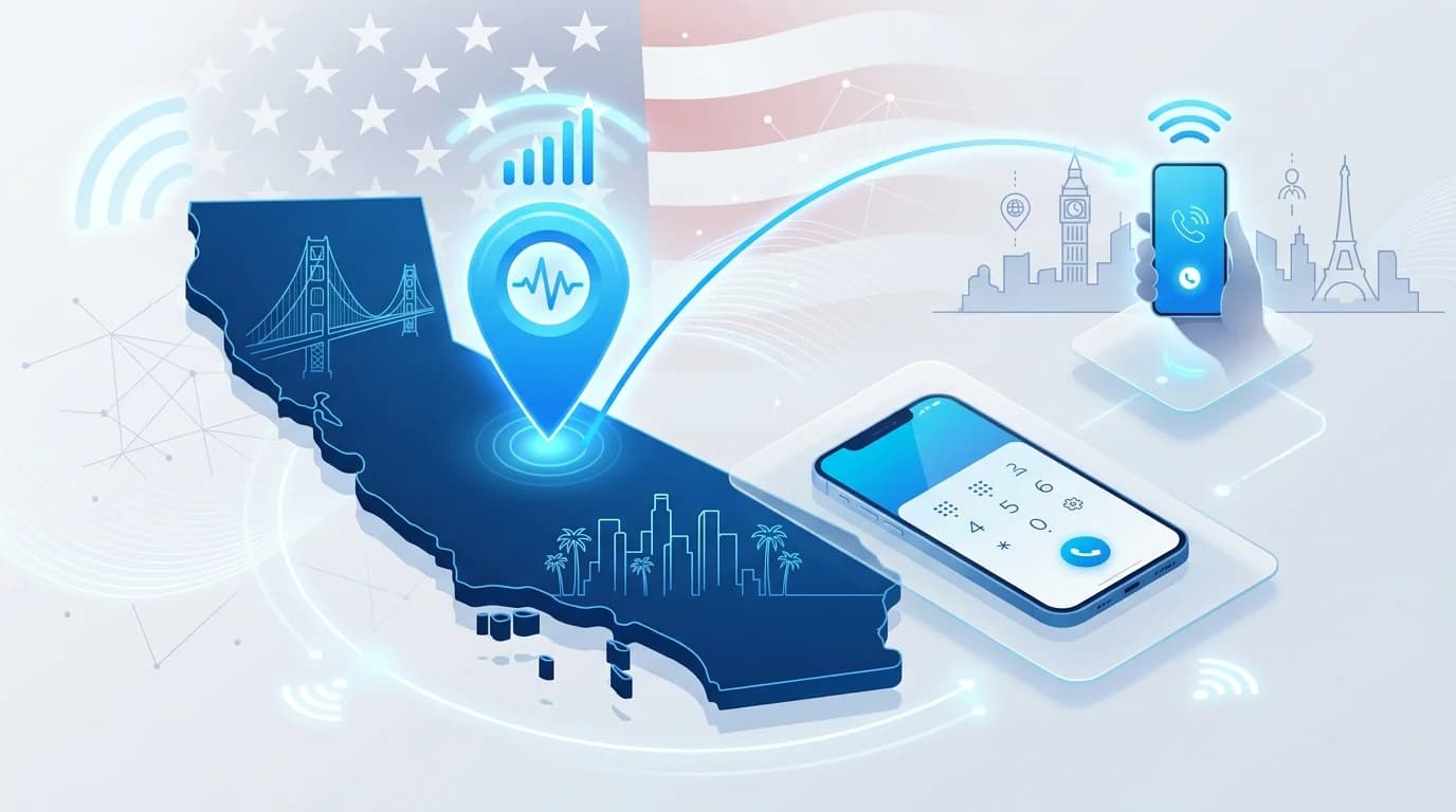 Get a California phone number, forwarded to your own phone anywhere