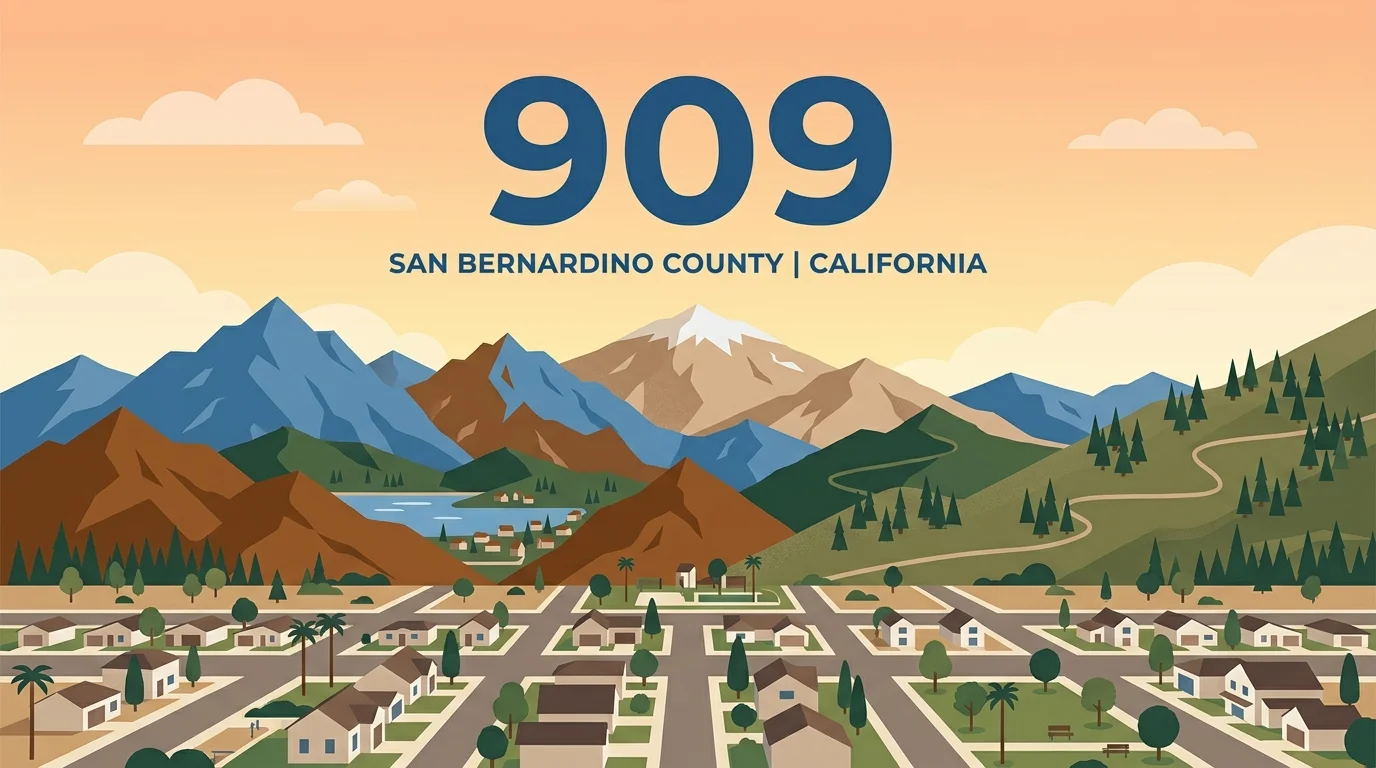 909 area code — San Bernardino Mountains and Inland Empire California