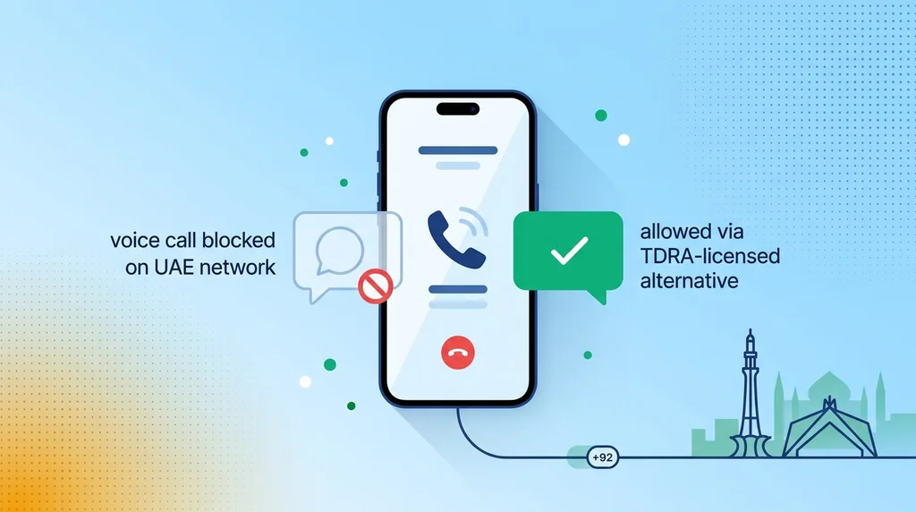Call Pakistan from UAE — TDRA-licensed apps, du and Etisalat rates, BOTIM and BubblyPhone (2026)