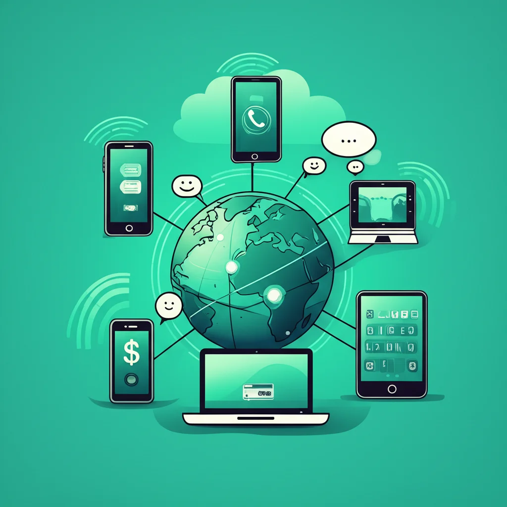 Free internet calls guide showing global connectivity and VoIP technology