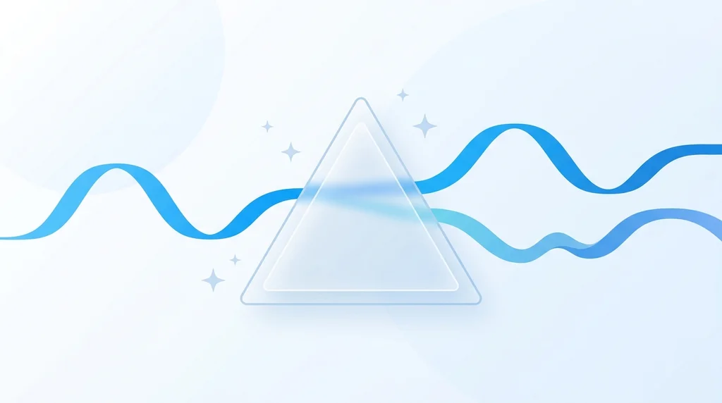 A sound wave passing through a glass prism and splitting into two parallel translated waves, one with a slight imperfection