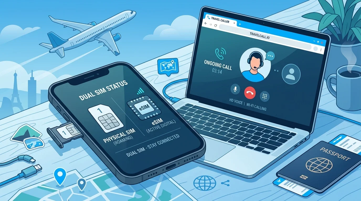 The winning combo: eSIM for data + browser VoIP for calls
